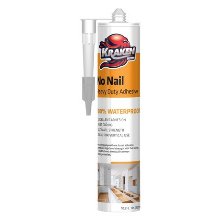 KRAKENBOND Krakenbond No Nail Construction Adhesive, Waterproof Heavy Duty Sealant, 10.1 oz, Clear KR510PA